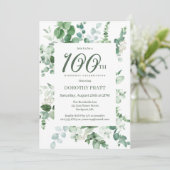 Donkergroen Eucalyptus 100ste verjaardagsfeestje Kaart (Staand voorkant)