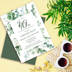 Donkergroen Eucalyptus 40ste verjaardagsfeestje Kaart