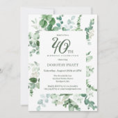 Donkergroen Eucalyptus 40ste verjaardagsfeestje Kaart (Voorkant)