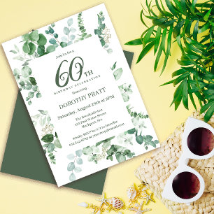 Donkergroen Eucalyptus 60ste verjaardagsfeest Kaart