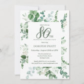 Donkergroen Eucalyptus 80ste verjaardagsfeest Kaart (Voorkant)