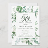 Donkergroen Eucalyptus 90ste verjaardagsfeest Kaart (Voorkant)