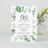 Donkergroen Eucalyptus 90ste verjaardagsfeest Kaart (Staand voorkant)