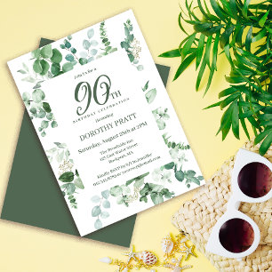 Donkergroen Eucalyptus 90ste verjaardagsfeest Kaart