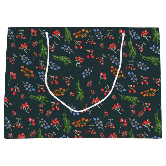 Donkergroen Evergreen Elegance Kerstmis Groot Cadeauzakje (Voorkant)