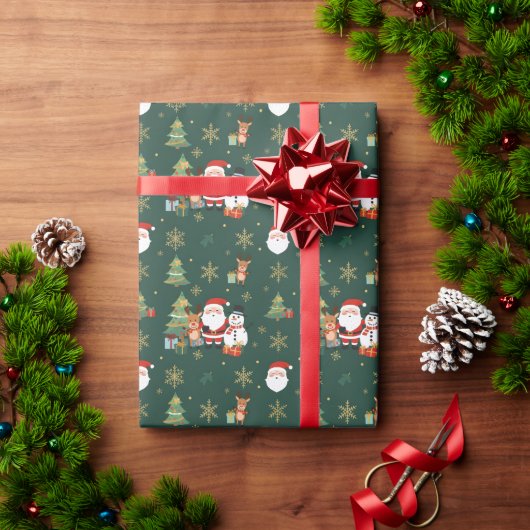 Donkergroen Festief Patroon Cadeaupapier (Feestdagen Geschenken)