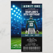 Donkergroen Football Ticket Verjaardagsuitnodiging Kaart (Voorkant / Achterkant)