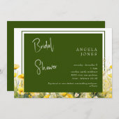 Donkergroen geel bloemig Vrijgezellenfeest Kaart (Voorkant / Achterkant)