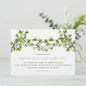 Donkergroen geknoopte liefdesbomen zomer bruiloft kaart (Staand voorkant)