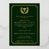 Donkergroen geregistreerde verpleegster Caduceus+L Folie Uitnodiging (Voorkant)