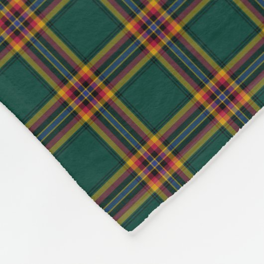 Donkergroen geruite Moran Tartan Fleece Deken (Hoek)