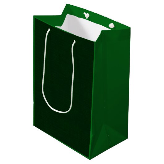 Donkergroen getextureerd medium cadeauzakje (Voorkant Gekanteld)