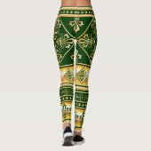 Donkergroen Gold White Keltic Gaelic Design Leggings (Achterkant)