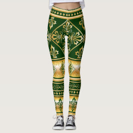 Donkergroen Gold White Keltic Gaelic Design Leggings
