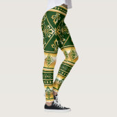 Donkergroen Gold White Keltic Gaelic Design Leggings (Rechts)