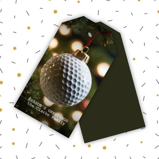 Donkergroen Golf Seizoen Groeten Kerstmis Cadeaulabel
