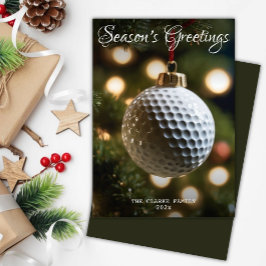 Donkergroen Golf Seizoen Groeten Kerstmis Feestdagenkaart