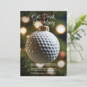 Donkergroen Golf Seizoen Groeten Kerstmis Kaart (Staand voorkant)