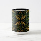  DONKERGROEN & GOUD ART DECO PATROON TWEEKLEURIGE KOFFIEMOK (Center)