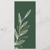 Donkergroen Goud Blad Bruiloft Evenement Menu Plat (Achterkant)