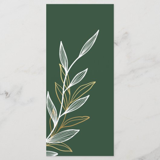 Donkergroen Goud Blad Bruiloft Evenement Menu Plat (Achterkant)