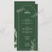 Donkergroen Goud Blad Bruiloft Evenement Menu Plat (Voorkant / Achterkant)