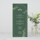 Donkergroen Goud Blad Bruiloft Evenement Menu Plat (Staand voorkant)