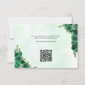 Donkergroen Goud Bloemen Prinses Quinceañera QR RSVP Kaartje (Achterkant)