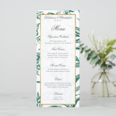 Donkergroen Goud Botanisch Bruiloft Menu (Staand voorkant)