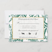 donkergroen goud botanische bruiloft RSVP kaartje (Voorkant)