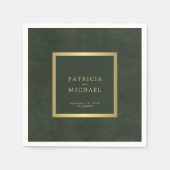 Donkergroen goud bruid en bruidegom servet (Voorkant)