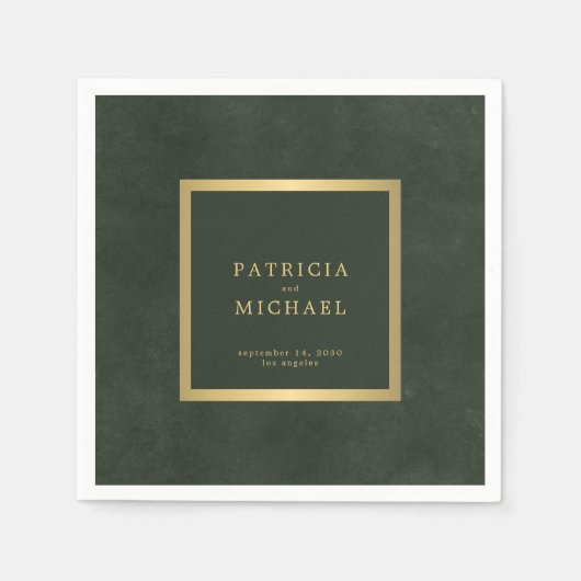 Donkergroen goud bruid en bruidegom servet (Voorkant)