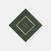 Donkergroen goud bruid en bruidegom servet (Hoek)