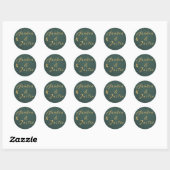 Donkergroen goud elegante bruiloft ronde sticker (Vel)