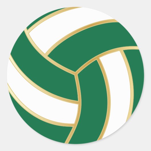 Donkergroen, goud en witte volleybal ronde sticker (Voorkant)