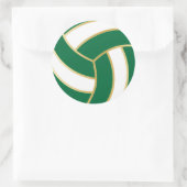 Donkergroen, goud en witte volleybal ronde sticker (Tas)