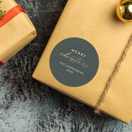 Donkergroen & Goud Gepolkte Stippen Prettig Kerstf Ronde Sticker