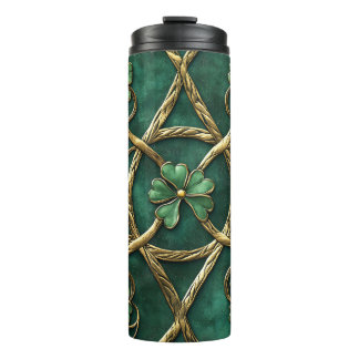 DONKERGROEN & GOUD IERSE KELTISCHE KNOPEN & SHAMRO THERMOSBEKER