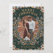 Donkergroen Goud Ingelijste Foto Vakantie Kaart (Voorkant)