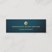 Donkergroen & Goud Monogram Slanke Notaris Busines Mini Visitekaartje (Voorkant)