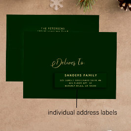 Donkergroen goud vakantie mailing 24 adresetiket sticker