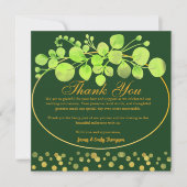 Donkergroen Gouden Bladkrans Eucalyptus Botanical Bedankkaart (Voorkant)