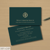 Donkergroen gouden kompas Logo Visitekaartje