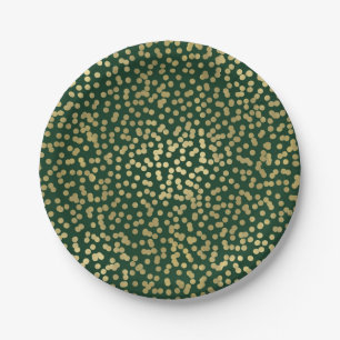 Donkergroen & Gouden Stippen Confetti Elegante Gla Papieren Bordje