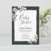 Donkergroen gouden witte orchideeënbloem Baby show Kaart (Staand voorkant)