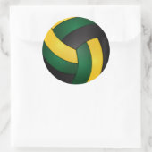 Donkergroen, goudgeel en zwart volleybal ronde sticker (Tas)