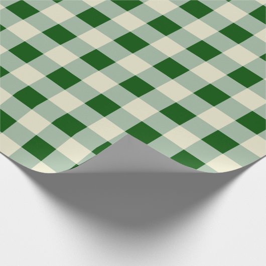 Donkergroen, grijs, crème, halflangse cheque cadeaupapier (Hoek)