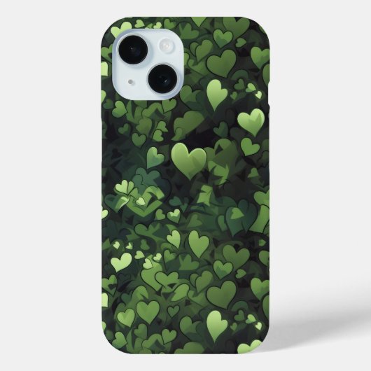 Donkergroen hartpatroon Case-Mate iPhone case (Achterkant)