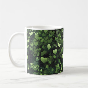 Donkergroen hartpatroon koffiemok