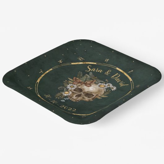  donkergroen hemellichaam papieren bordje (Gebogen)